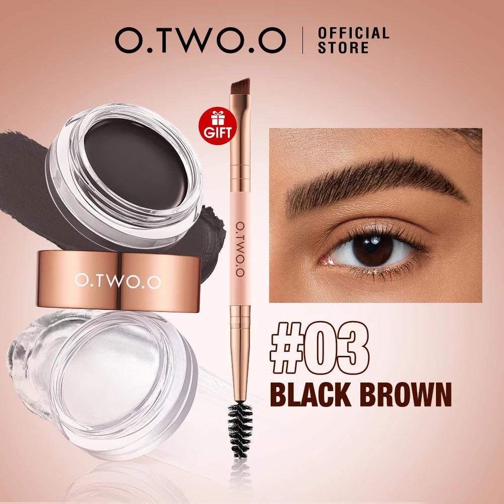 O.TWO.O Eyebrow Pomade Brow Gel Wax 2 IN 1 Waterproof Long Lasting Creamy Texture Eye Brow Tint Enhancers Cosmetics Makeup Purest Peak
